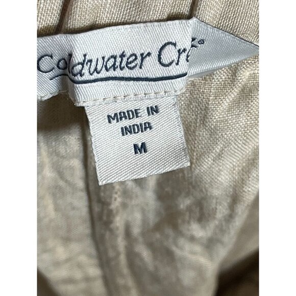 Coldwater Creek Linen Pant Tan Classic Neutral Minimalist Preppy Old Money Chic - Picture 2 of 12